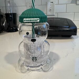 Starbucks Clear Bear Tumbler with Teal Lid